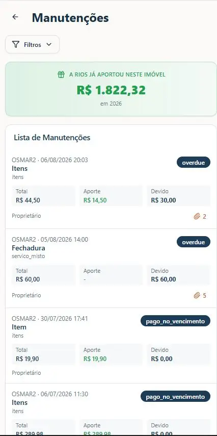 Aplicativo do proprietário RIOS Hospedagens