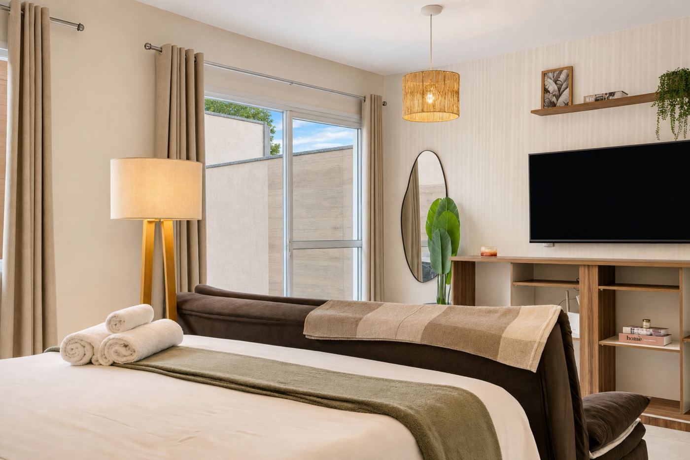 apartamento por temporada em Cabo Frio — quarto com decoração assinada RIOS